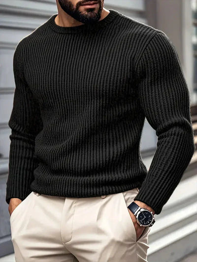 Finlay | Gerippter Herren-Strickpullover mit Rundhalsausschnitt
