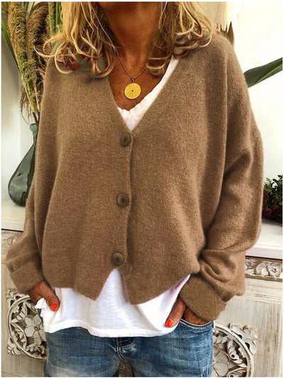 Juliet | Weiche Damen-Strickjacke mit V-Ausschnitt und Knöpfen