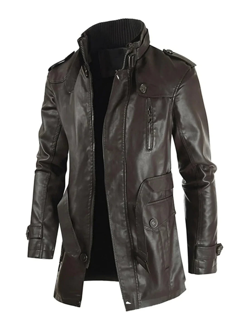 Abel | Men's Faux Leather Long Coat