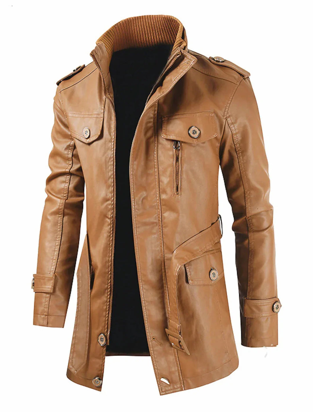 Abel | Men's Faux Leather Long Coat