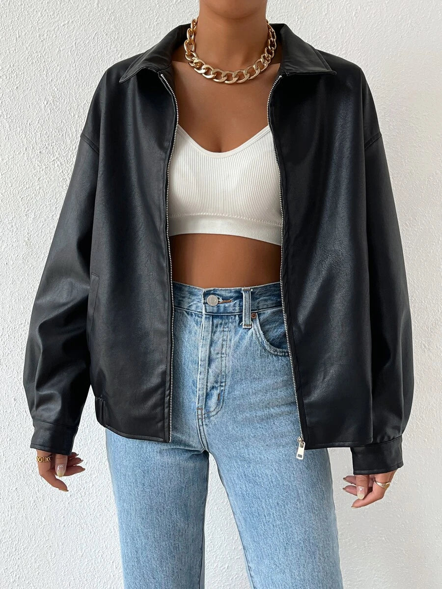 Adelaide | Women's Oversized Faux Leather Jacket