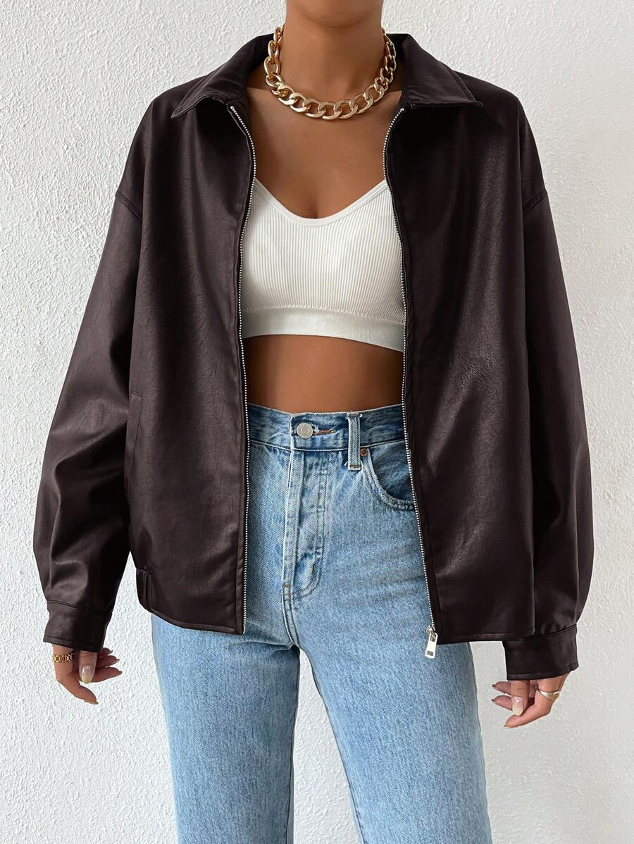 Adelaide | Women's Oversized Faux Leather Jacket
