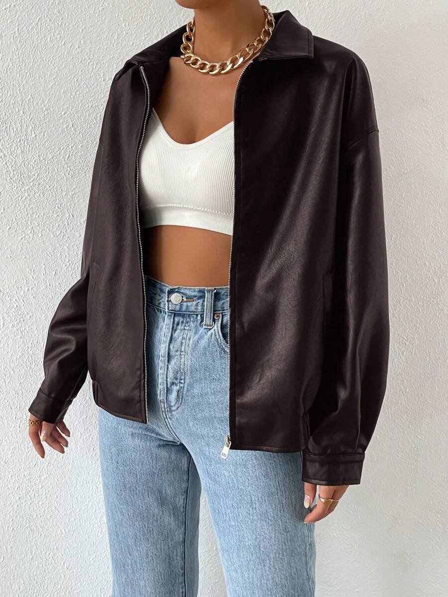 Adelaide | Women's Oversized Faux Leather Jacket