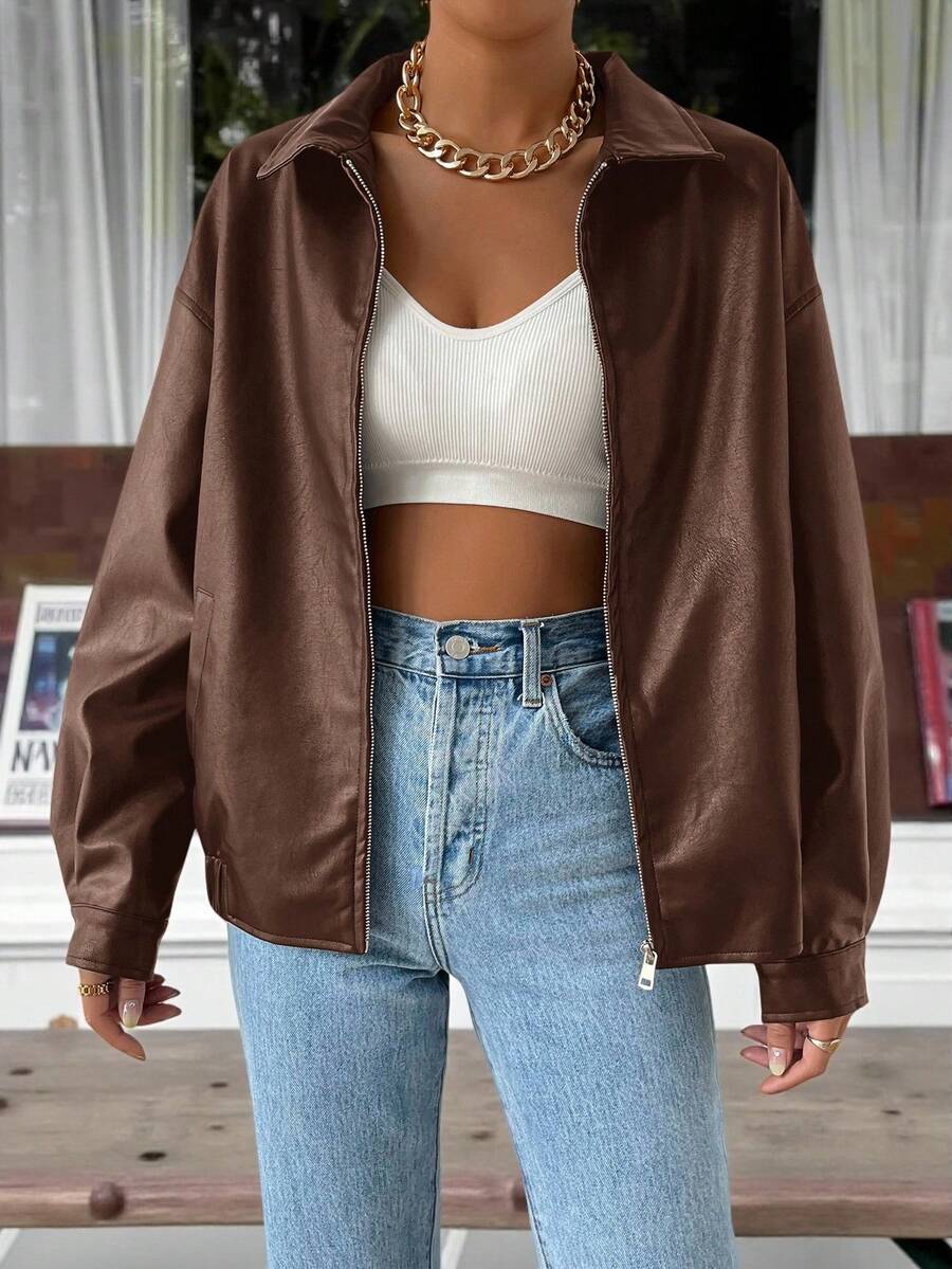 Adelaide | Women's Oversized Faux Leather Jacket