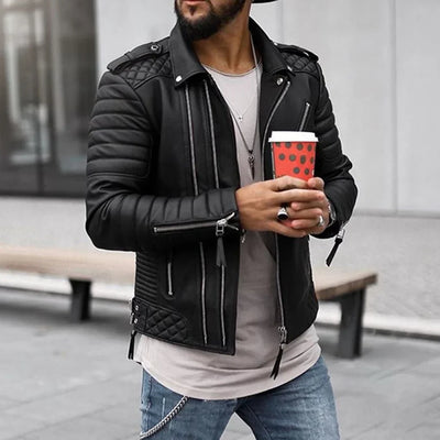 Alaric | Gesteppte Herren-Bikerjacke aus Kunstleder