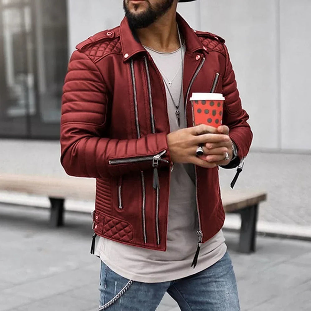 Alaric | Gesteppte Herren-Bikerjacke aus Kunstleder