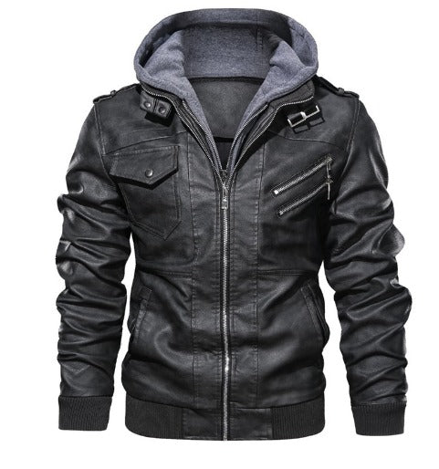 Albert | Men's Hooded Faux Leather Bomber Jacket