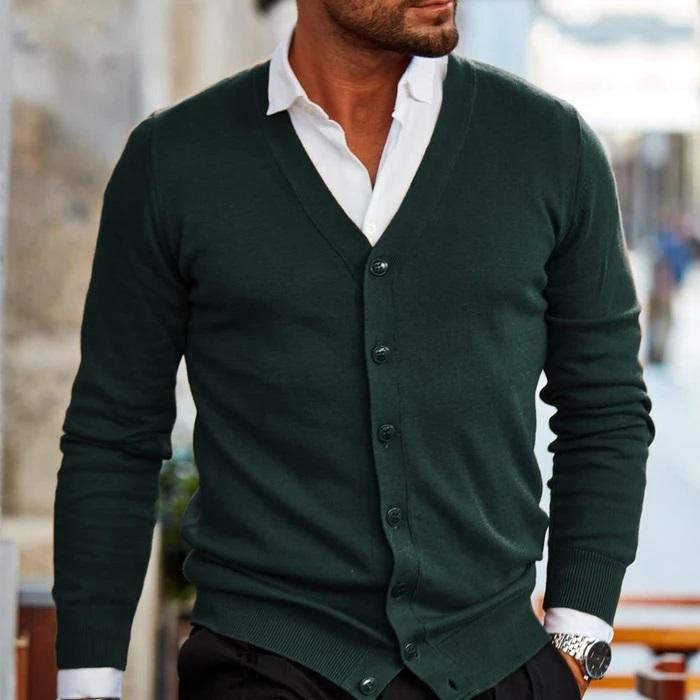 Amos | Men's V-Neck Button Up Knit Cardigan