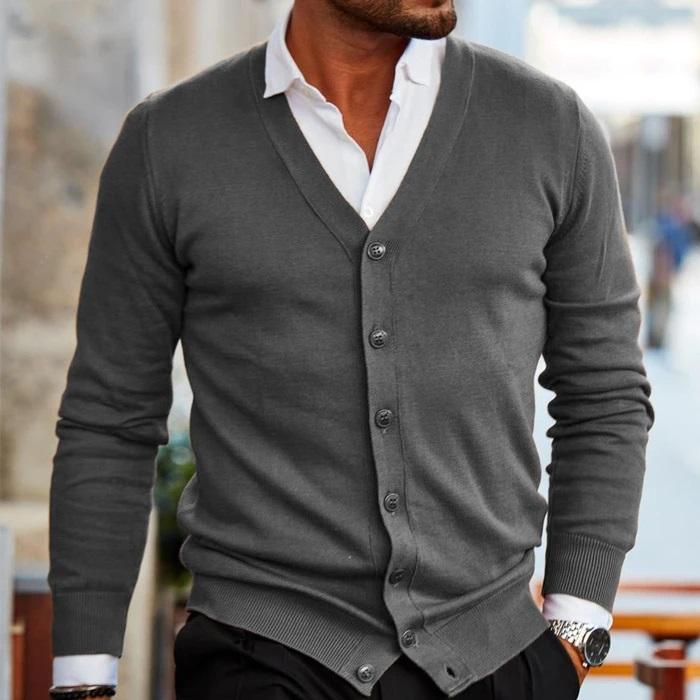 Amos | Men's V-Neck Button Up Knit Cardigan