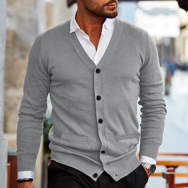 Amos | Men's V-Neck Button Up Knit Cardigan