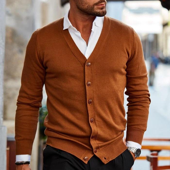 Amos | Men's V-Neck Button Up Knit Cardigan