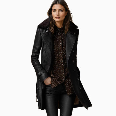 Anouk | Damen-Leder-Trenchcoat mit Gürtel