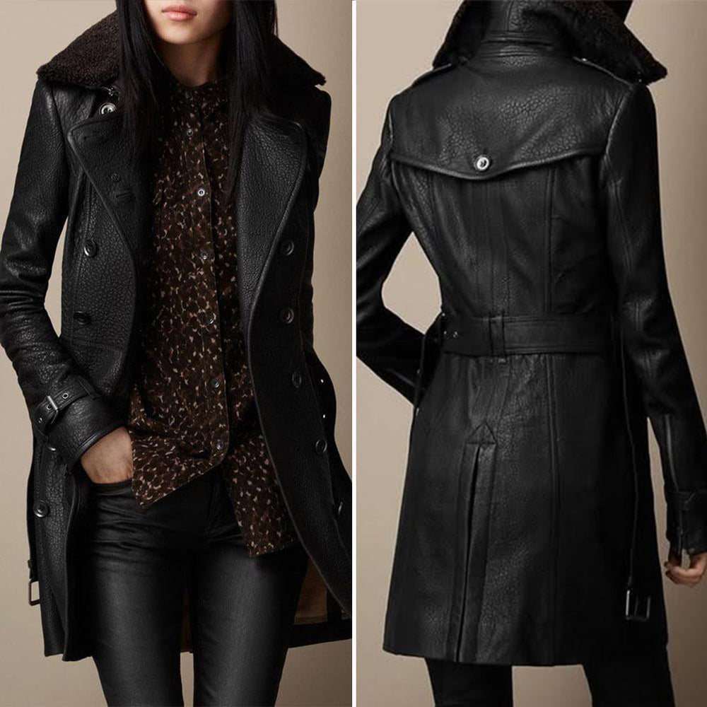 Anouk | Women's Belted Leather Trench Coat