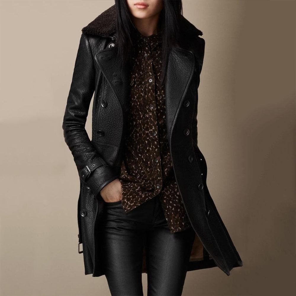 Anouk | Women's Belted Leather Trench Coat