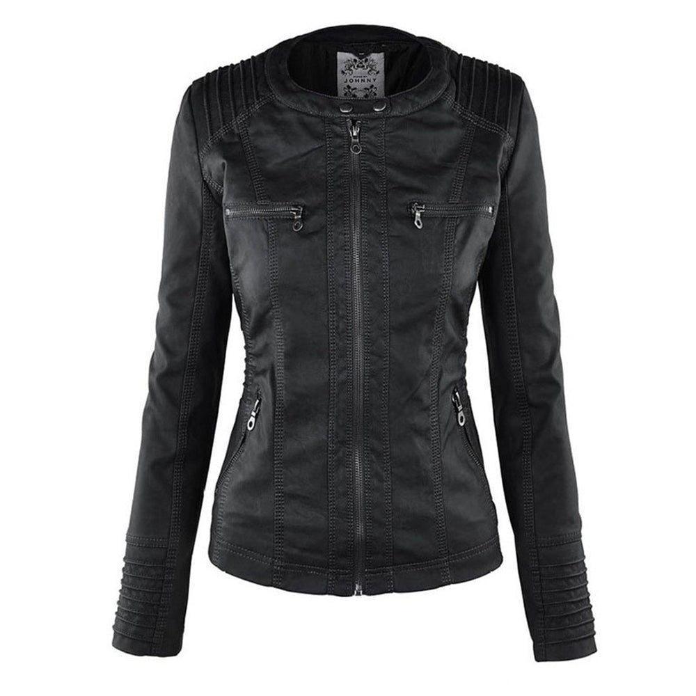 Ariadne | Women's Hooded Faux Leather Jacket