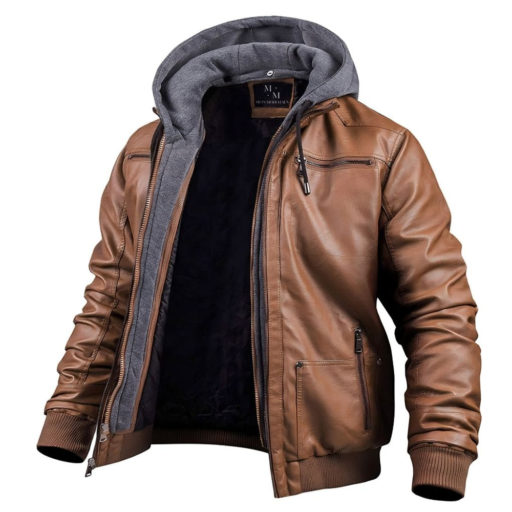 Armand | Men's Hooded Leather Bomber Jacket