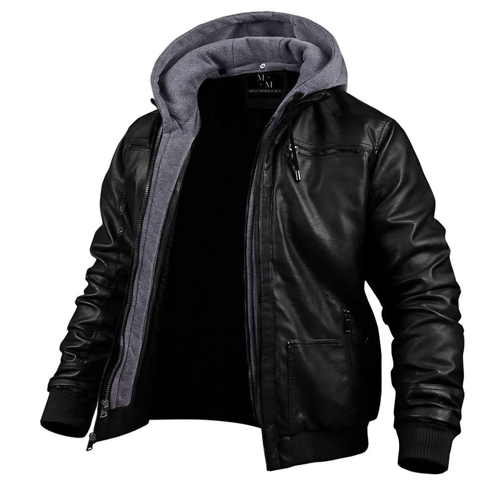 Armand | Men's Hooded Leather Bomber Jacket