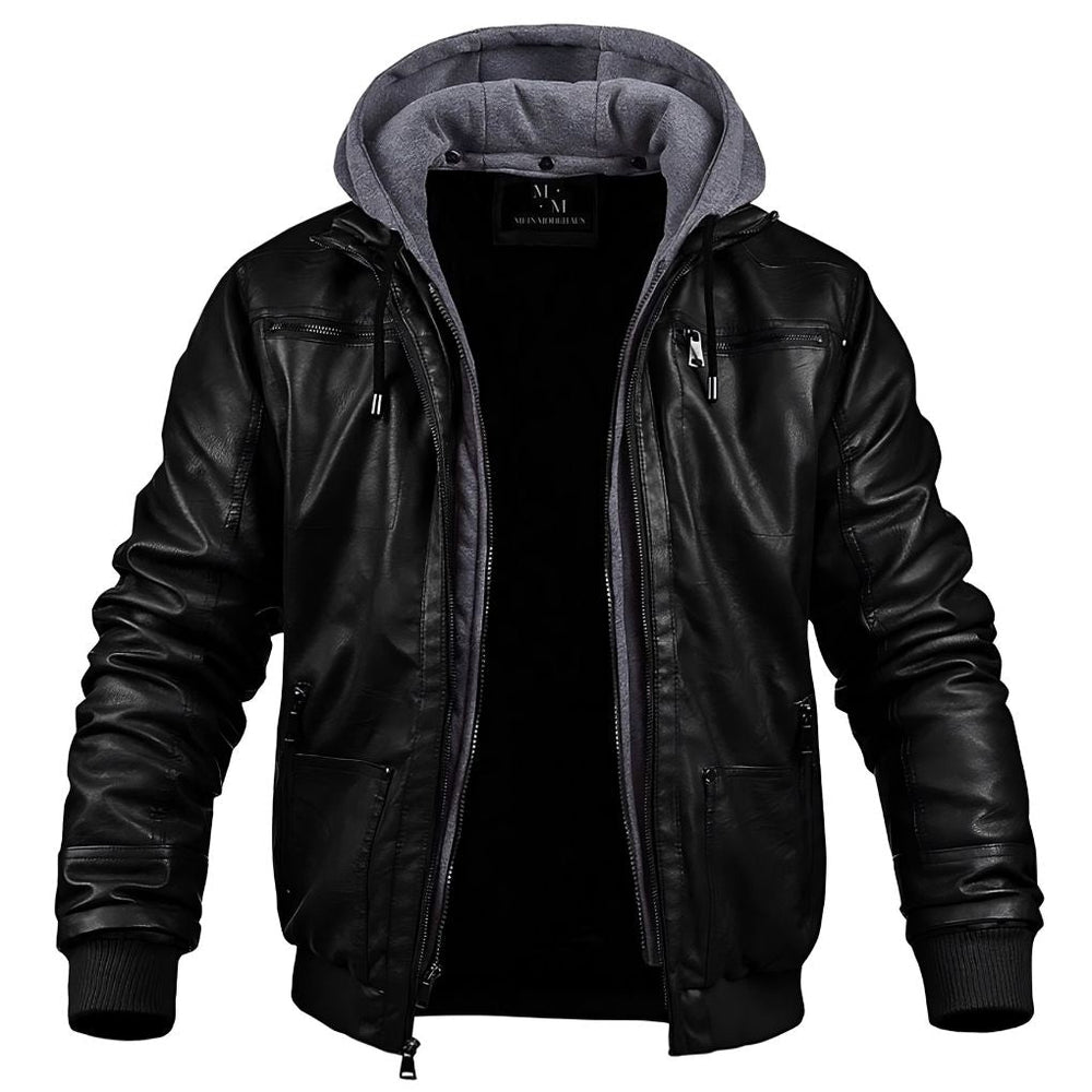 Armand | Men's Hooded Leather Bomber Jacket