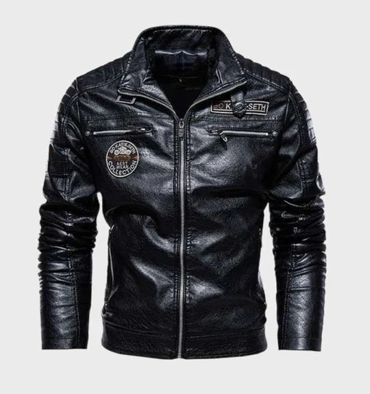 Asher | Herren-Bikerjacke mit Kunstleder-Einsatz