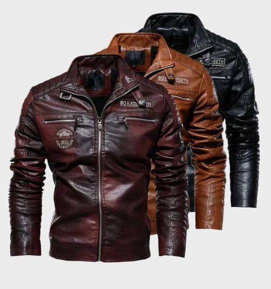 Asher | Herren-Bikerjacke mit Kunstleder-Einsatz