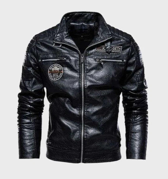Asher | Herren-Bikerjacke mit Kunstleder-Einsatz