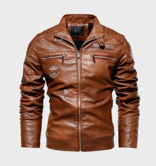 Asher | Herren-Bikerjacke mit Kunstleder-Einsatz