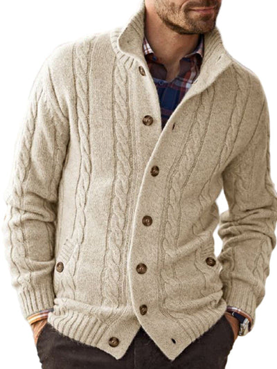 Boyd | Herren-Cardigan mit Zopfmuster und Stehkragen