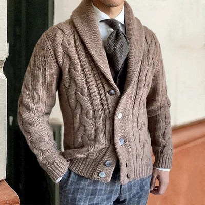 Brenton | Herren-Cardigan mit grobem Zopfmuster