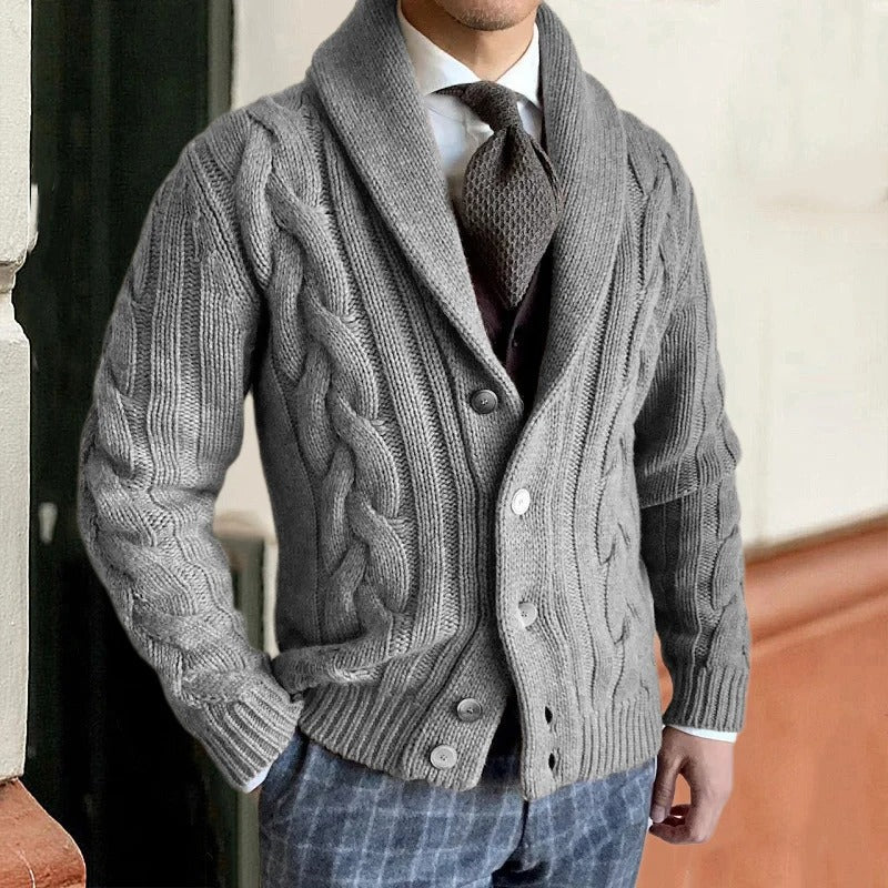 Brenton | Herren-Cardigan mit grobem Zopfmuster