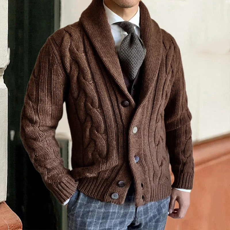 Brenton | Herren-Cardigan mit grobem Zopfmuster