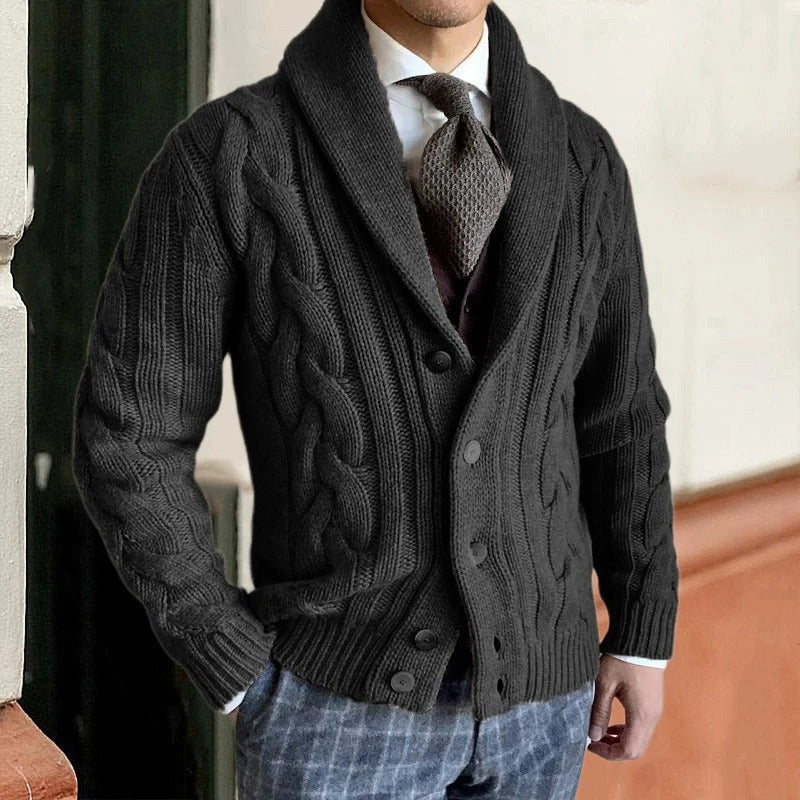 Brenton | Herren-Cardigan mit grobem Zopfmuster
