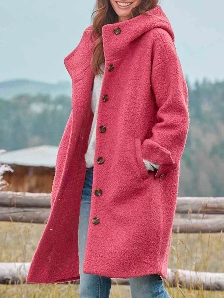 Brielle | Langer Kapuzen-Fleececoat für Damen
