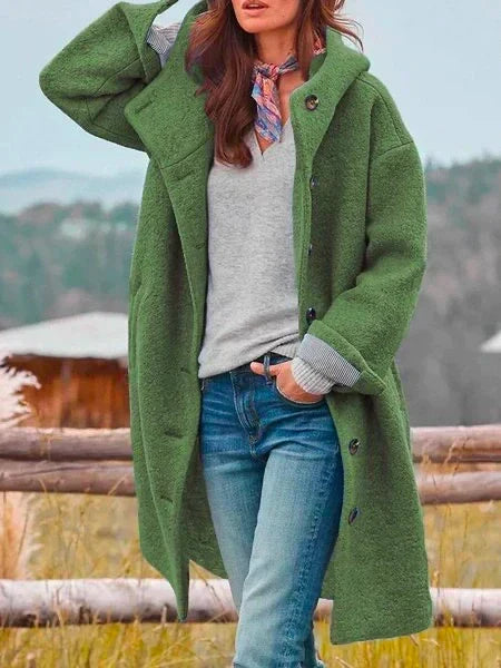 Brielle | Langer Kapuzen-Fleececoat für Damen