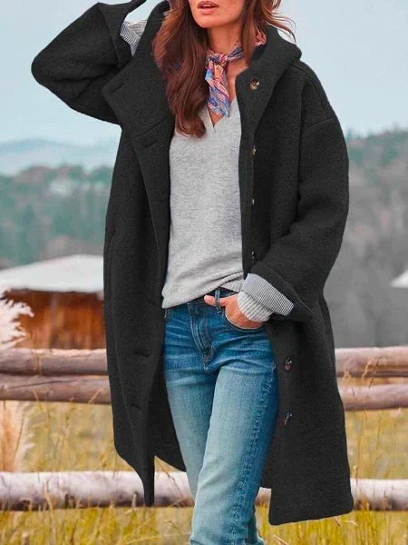 Brielle | Langer Kapuzen-Fleececoat für Damen