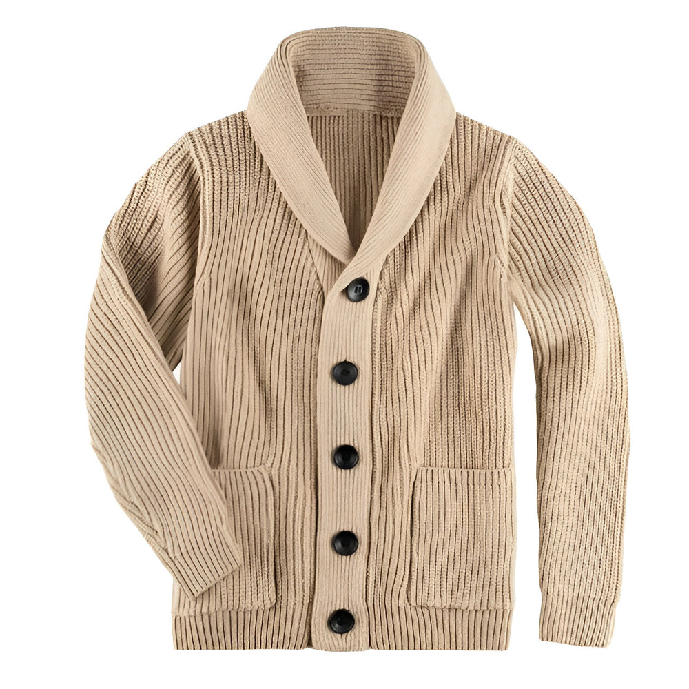 Burke | Men's Ribbed Knit Shawl Collar Cardigan