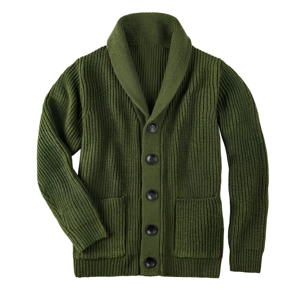Burke | Men's Ribbed Knit Shawl Collar Cardigan