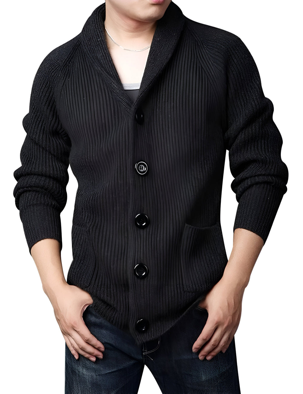 Burke | Men's Ribbed Knit Shawl Collar Cardigan