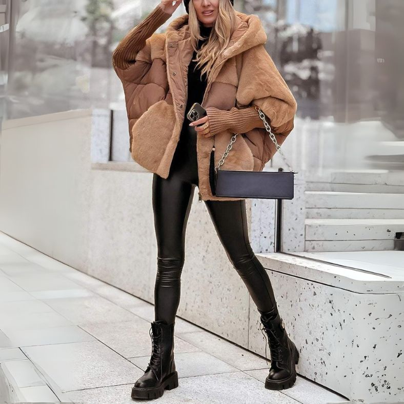 Constance | Damen-Steppjacke mit Kunstfellbesatz