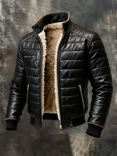 Darius | Herren-Pufferjacke aus Kunstleder mit Sherpa-Futter