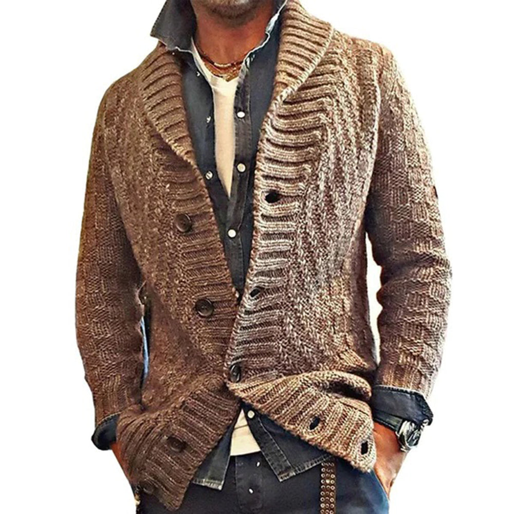 Eldon | Men's Cable Knit Shawl Collar Cardigan