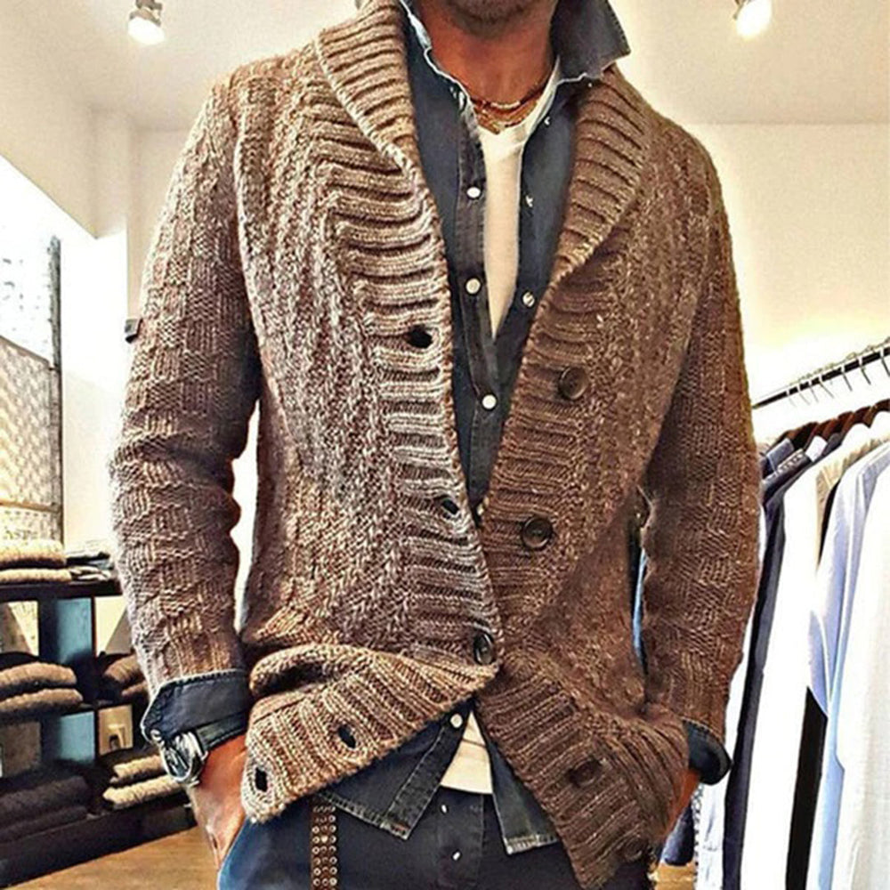 Eldon | Men's Cable Knit Shawl Collar Cardigan