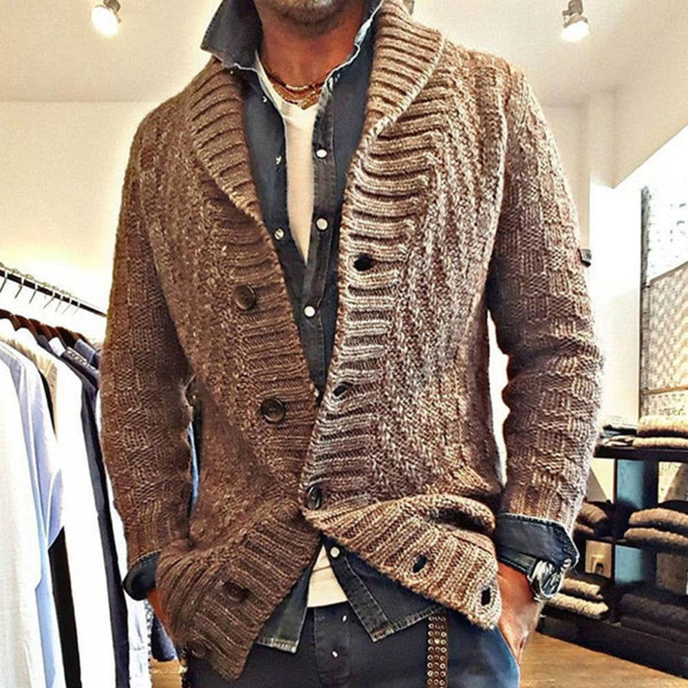 Eldon | Men's Cable Knit Shawl Collar Cardigan