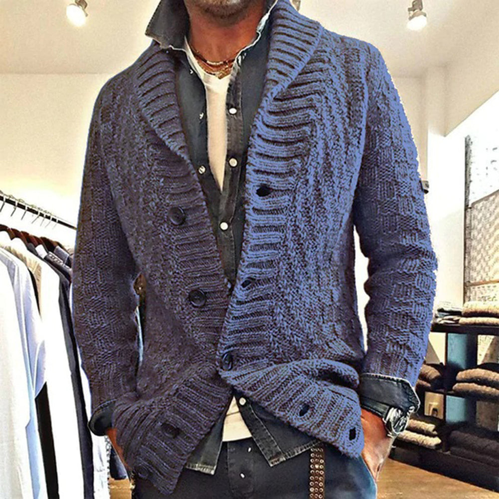 Eldon | Men's Cable Knit Shawl Collar Cardigan
