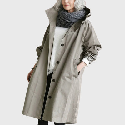 Elise | Langer Damen-Trenchcoat mit Kapuze