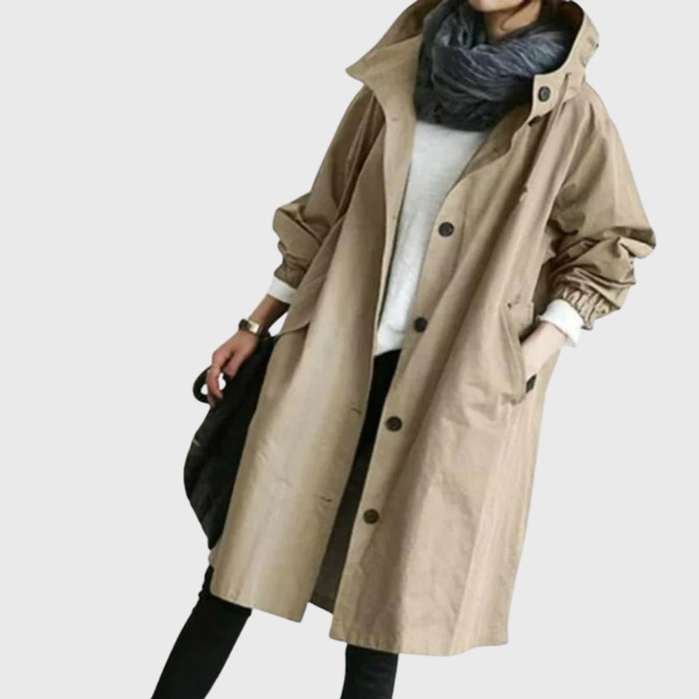 Elise | Women's Long Hooded Trench Coat