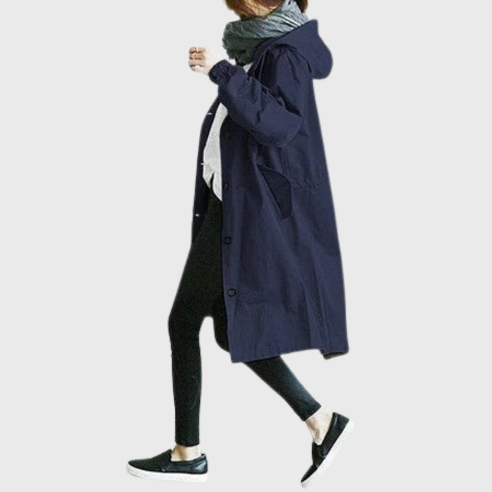 Elise | Women's Long Hooded Trench Coat