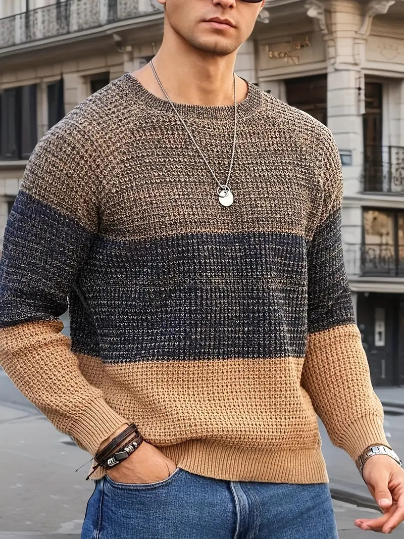 Ellis | Men's Color Block Waffle Knit Sweater