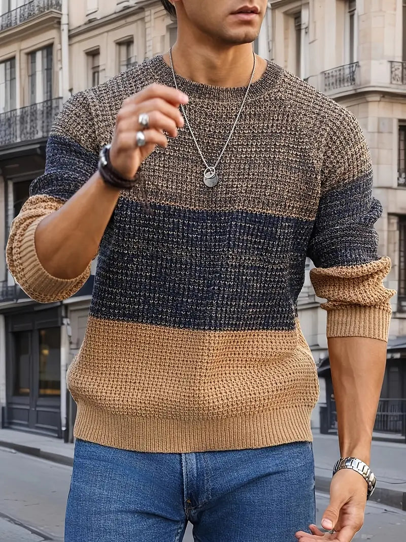 Ellis | Men's Color Block Waffle Knit Sweater