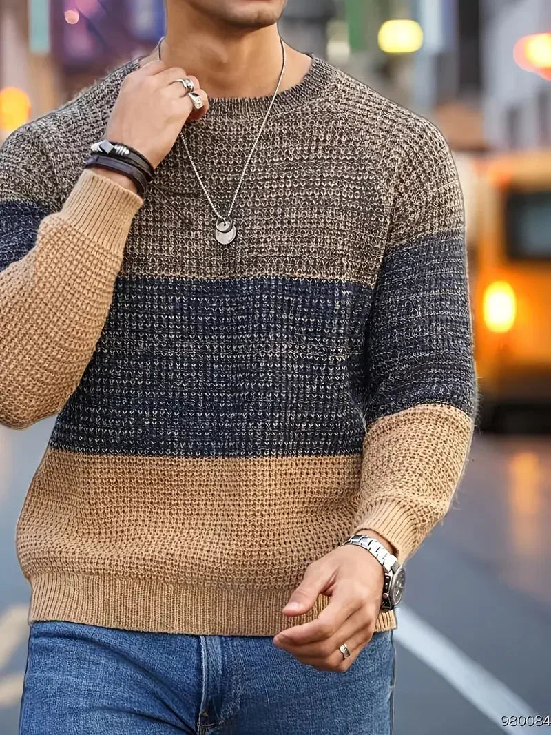 Ellis | Men's Color Block Waffle Knit Sweater