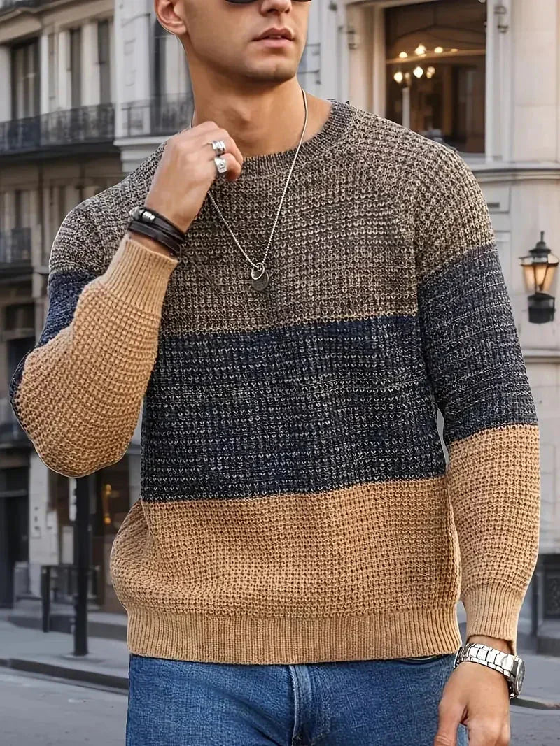 Ellis | Men's Color Block Waffle Knit Sweater